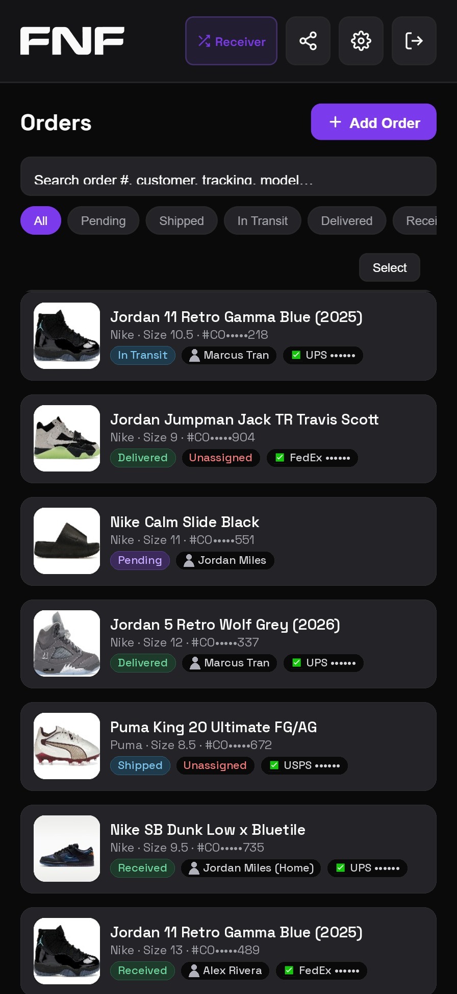 Orders auto-imported from AYCD Inbox and manual entry